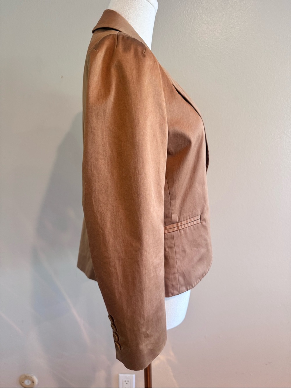 Vintage Theory Y2K Bronze Cotton Sateen Fitted Blazer Jacket - Picture 3 of 14